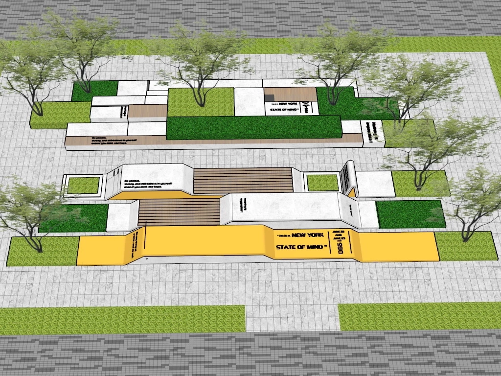 Plaza Bench Design sketchup model preview - SketchupBox