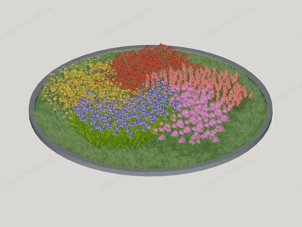 Round Flower Bed sketchup model preview - SketchupBox