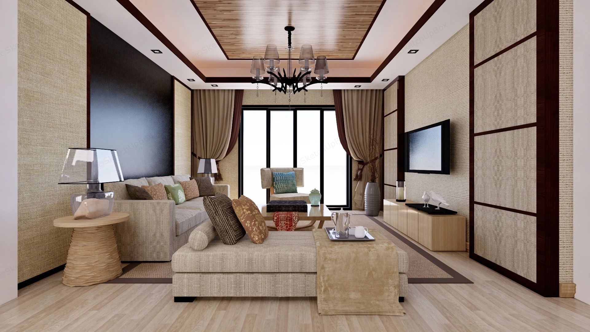 Elegant Traditional Living Room Idea sketchup model preview - SketchupBox