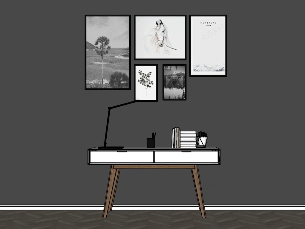 Minimalist Home Office Desk sketchup model preview - SketchupBox