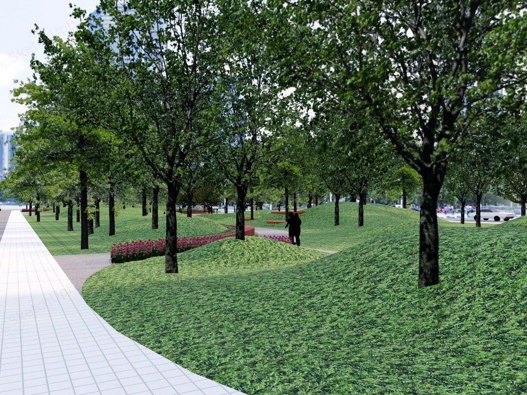 Small Pocket Park Plan sketchup model preview - SketchupBox