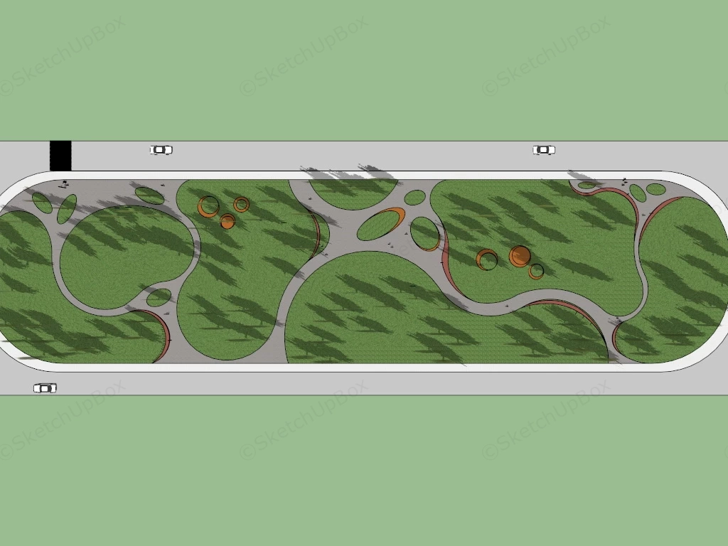Small Pocket Park Plan sketchup model preview - SketchupBox