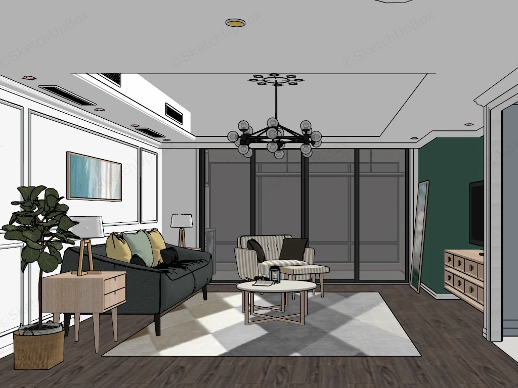 Living Room Dining Kitchen Combo Idea sketchup model preview - SketchupBox