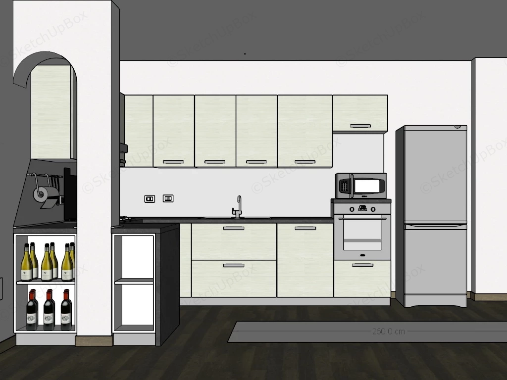 L Shaped Corner Kitchen sketchup model preview - SketchupBox