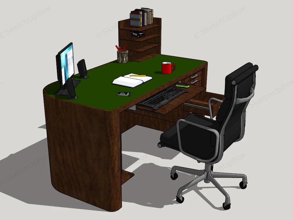 Vintage Computer Desk And Chair sketchup model preview - SketchupBox