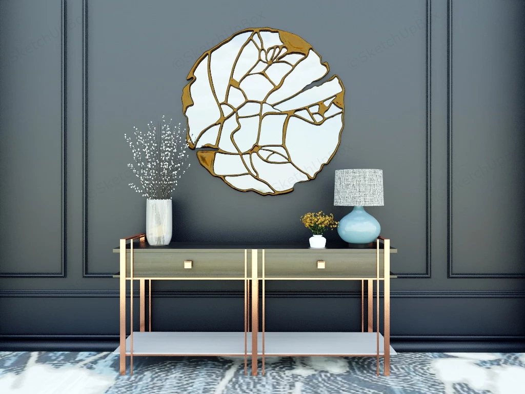 Mid Century Modern Console Table sketchup model preview - SketchupBox