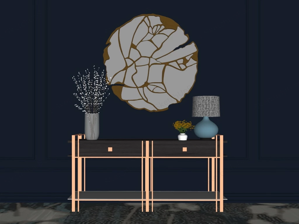 Mid Century Modern Console Table sketchup model preview - SketchupBox
