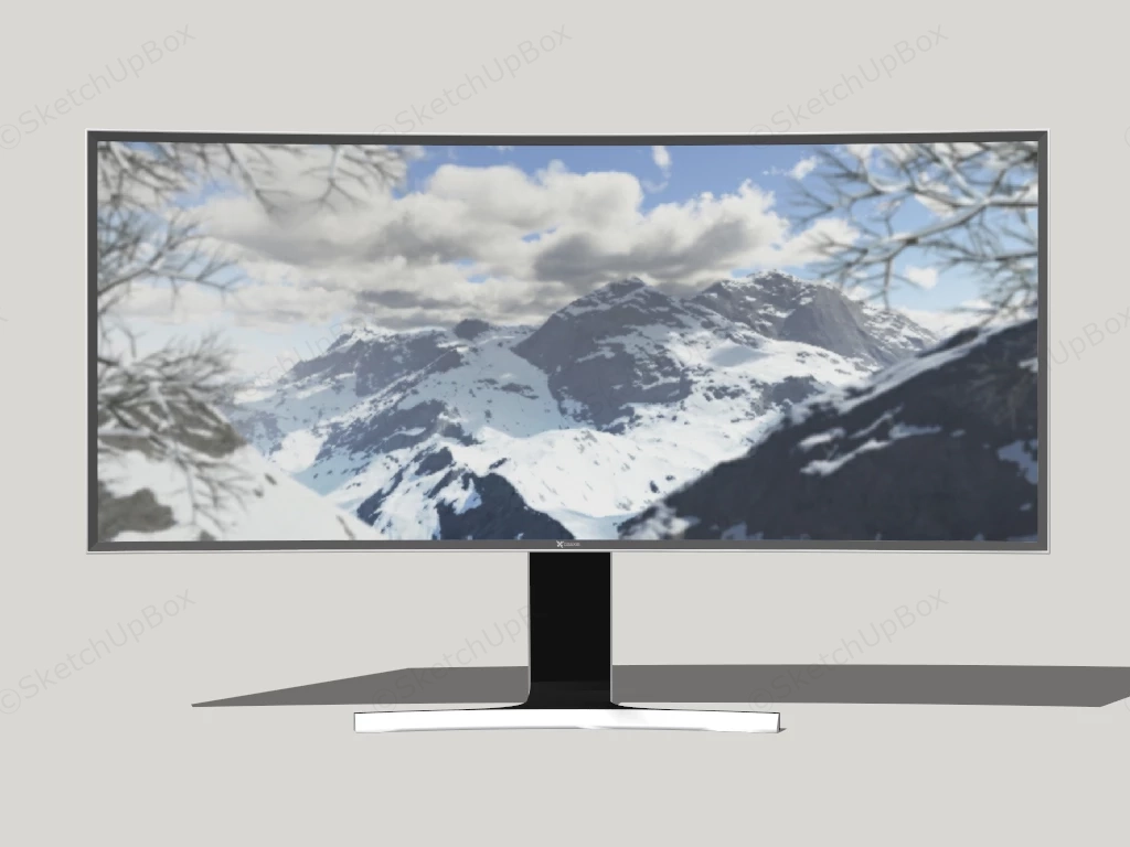Wide Curved Monitor sketchup model preview - SketchupBox
