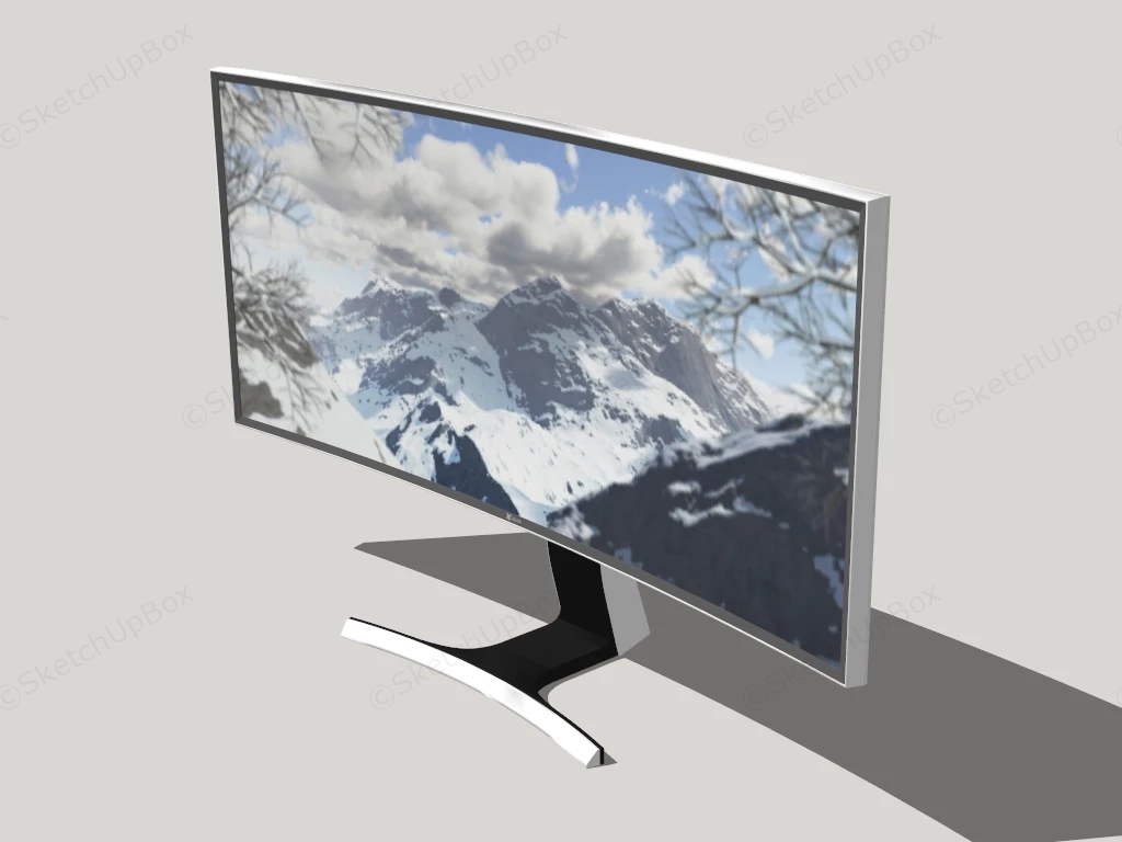 Wide Curved Monitor sketchup model preview - SketchupBox