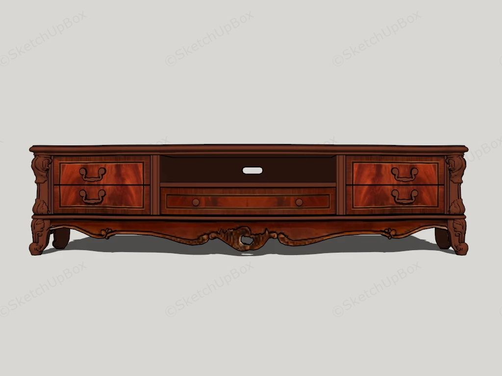 Carved Wood Tv Stand sketchup model preview - SketchupBox