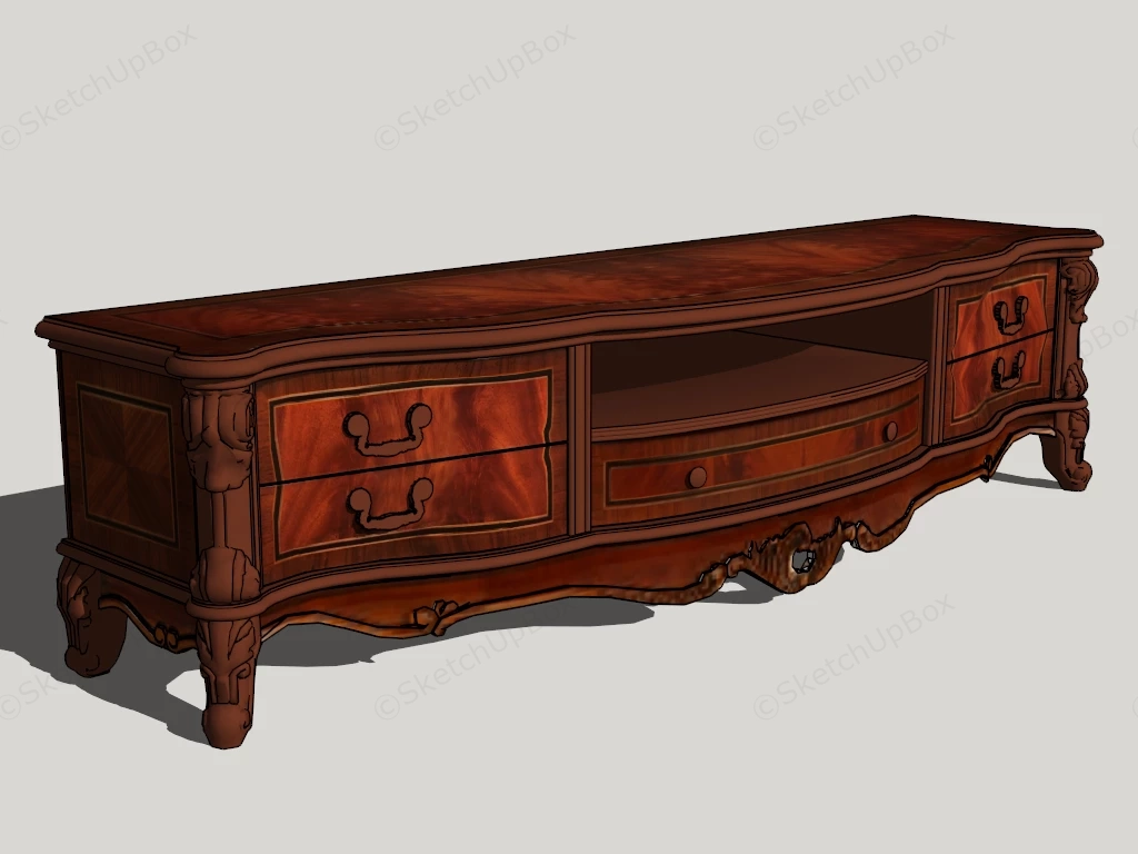 Carved Wood Tv Stand sketchup model preview - SketchupBox
