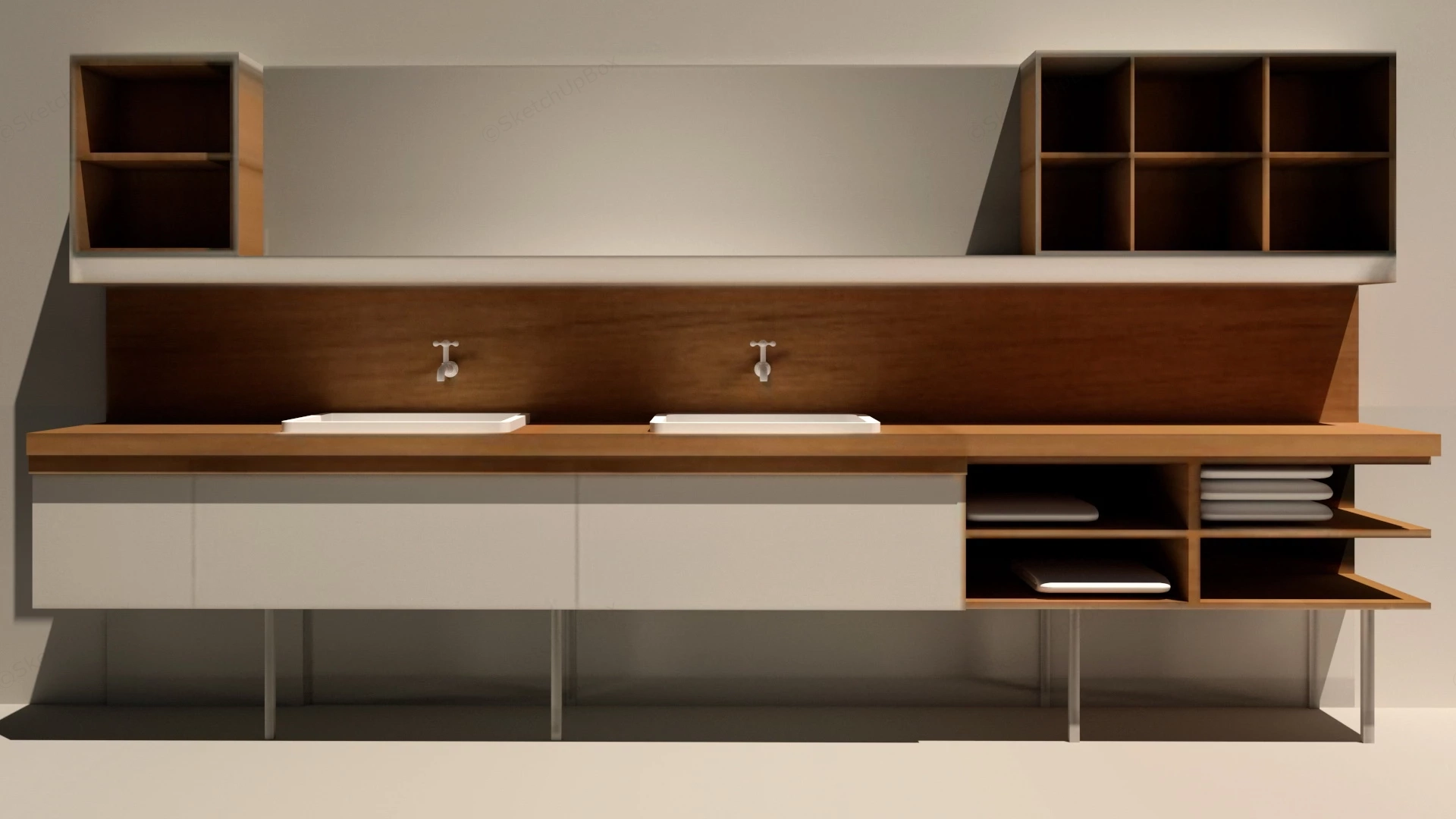 Wide Bathroom Vanity With Mirror sketchup model preview - SketchupBox
