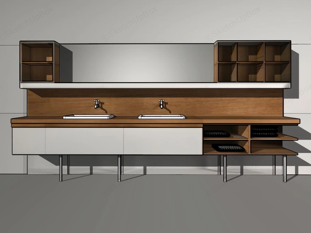 Wide Bathroom Vanity With Mirror sketchup model preview - SketchupBox