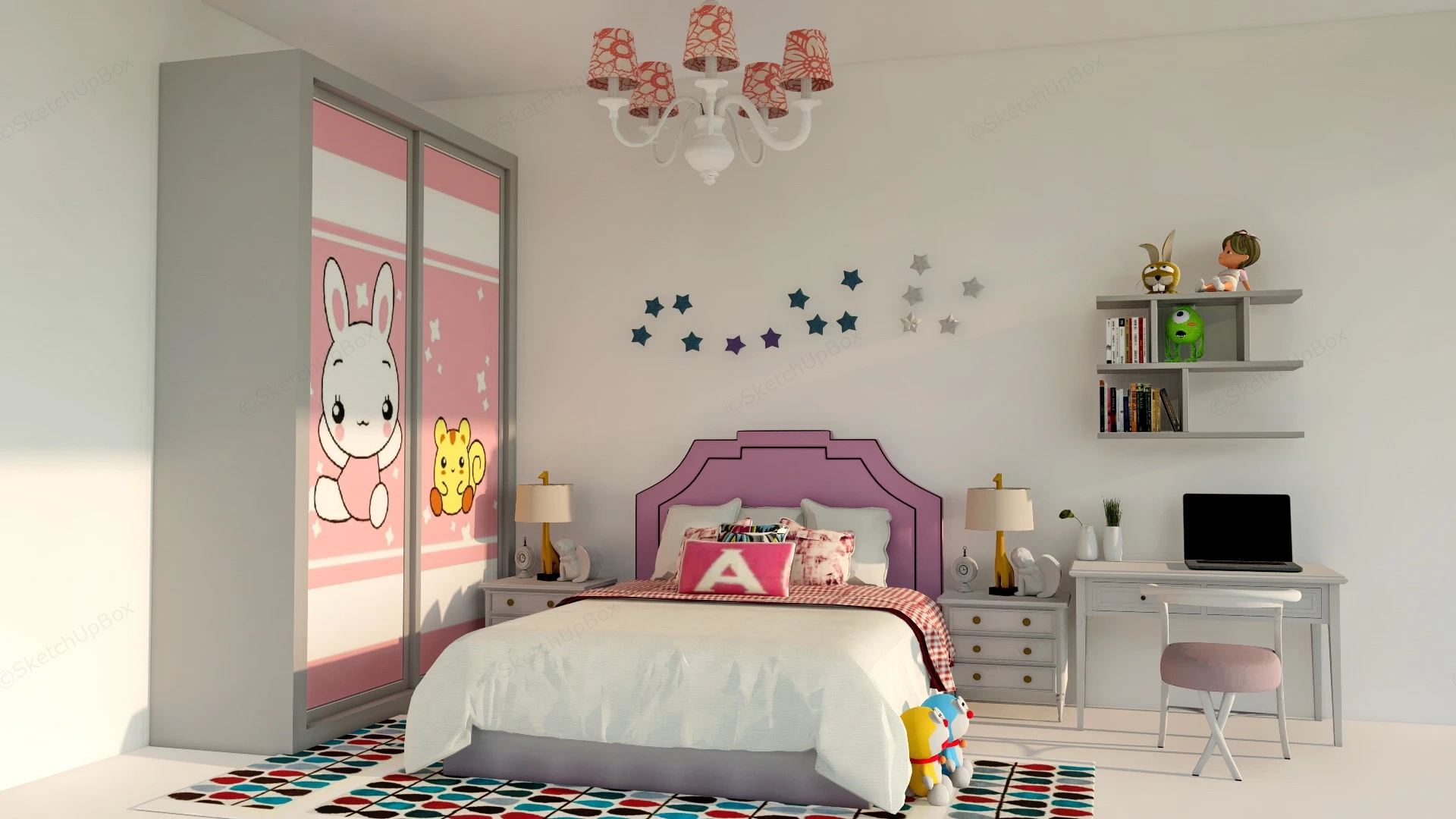 Teen Girl Bedroom Decor sketchup model preview - SketchupBox