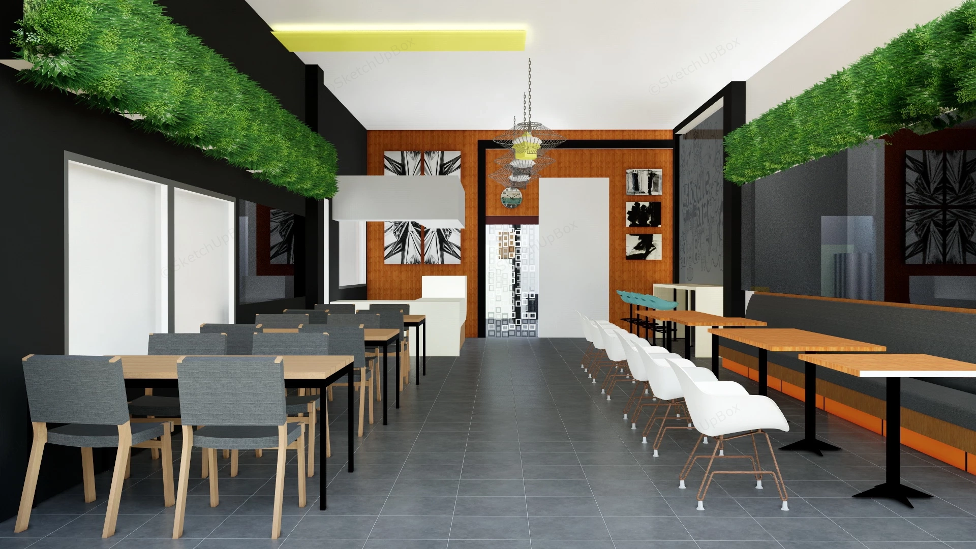 Small Space Restaurant Design sketchup model preview - SketchupBox