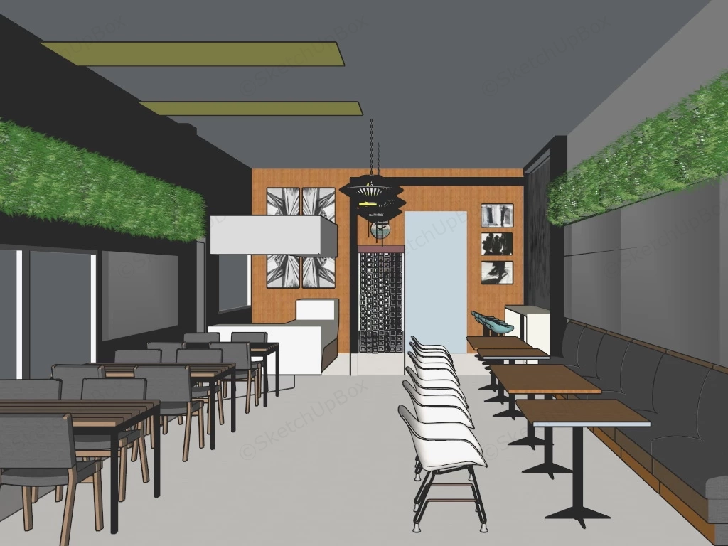 Small Space Restaurant Design sketchup model preview - SketchupBox