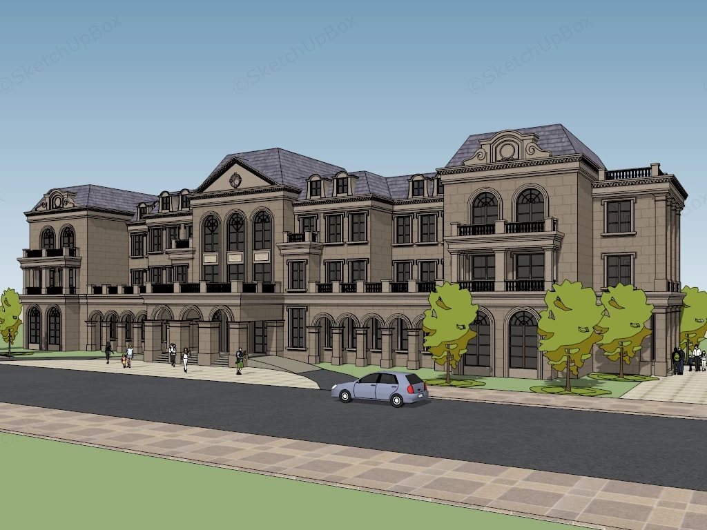 Classic Clubhouse Exterior sketchup model preview - SketchupBox