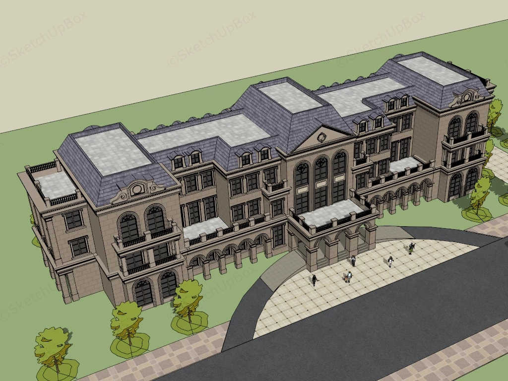 Classic Clubhouse Exterior sketchup model preview - SketchupBox