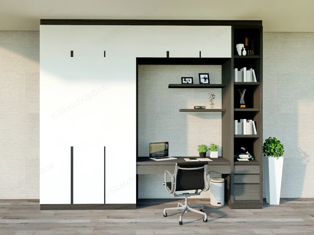 Home Office Desk And Wardrobe Combo sketchup model preview - SketchupBox