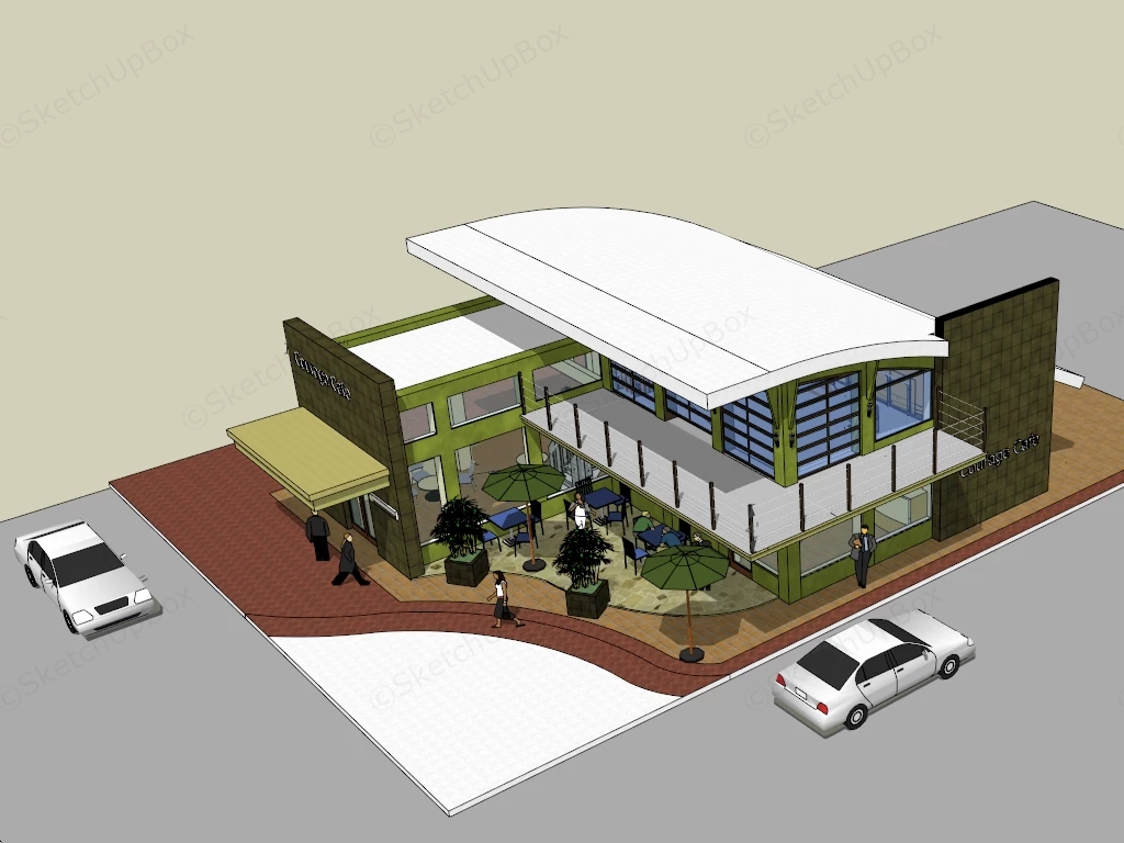 Modern Coffee Shop Architecture sketchup model preview - SketchupBox
