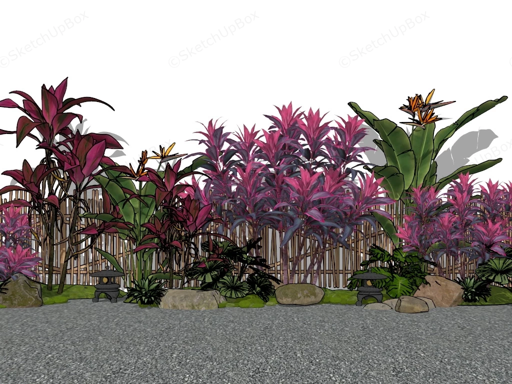 Cordyline Fruticosa Outdoor Garden Idea sketchup model preview - SketchupBox