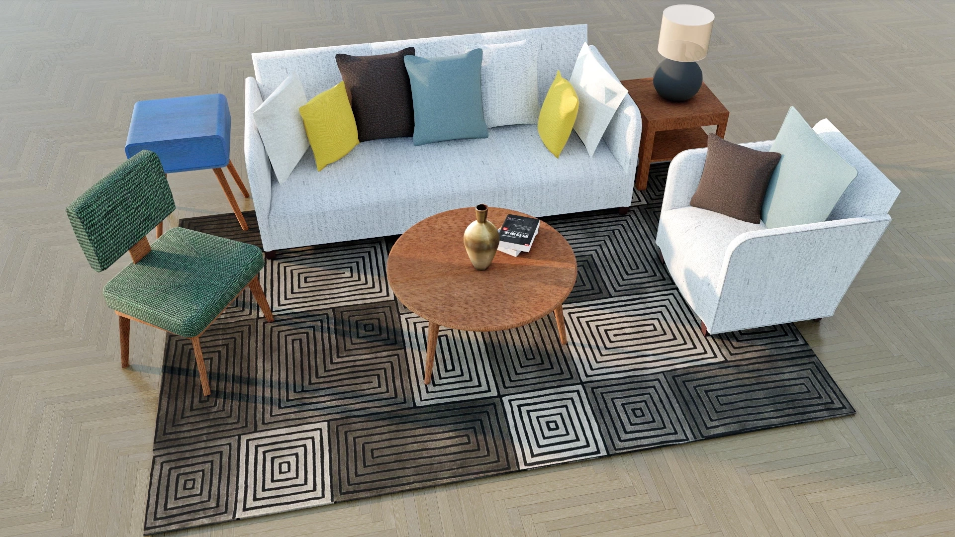 Small Living Room Furniture Idea sketchup model preview - SketchupBox