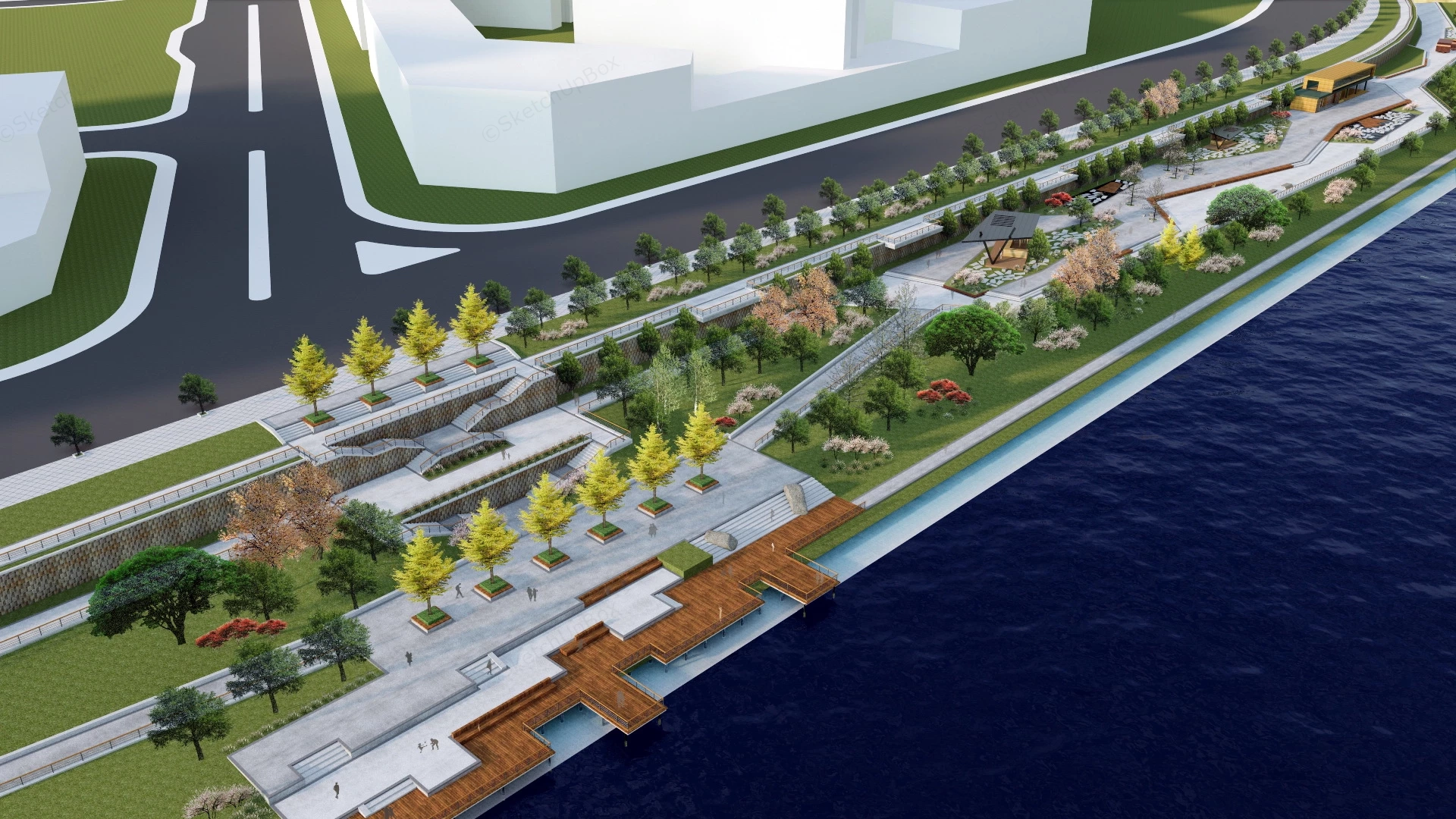 Coastal Park Landscape Design sketchup model preview - SketchupBox