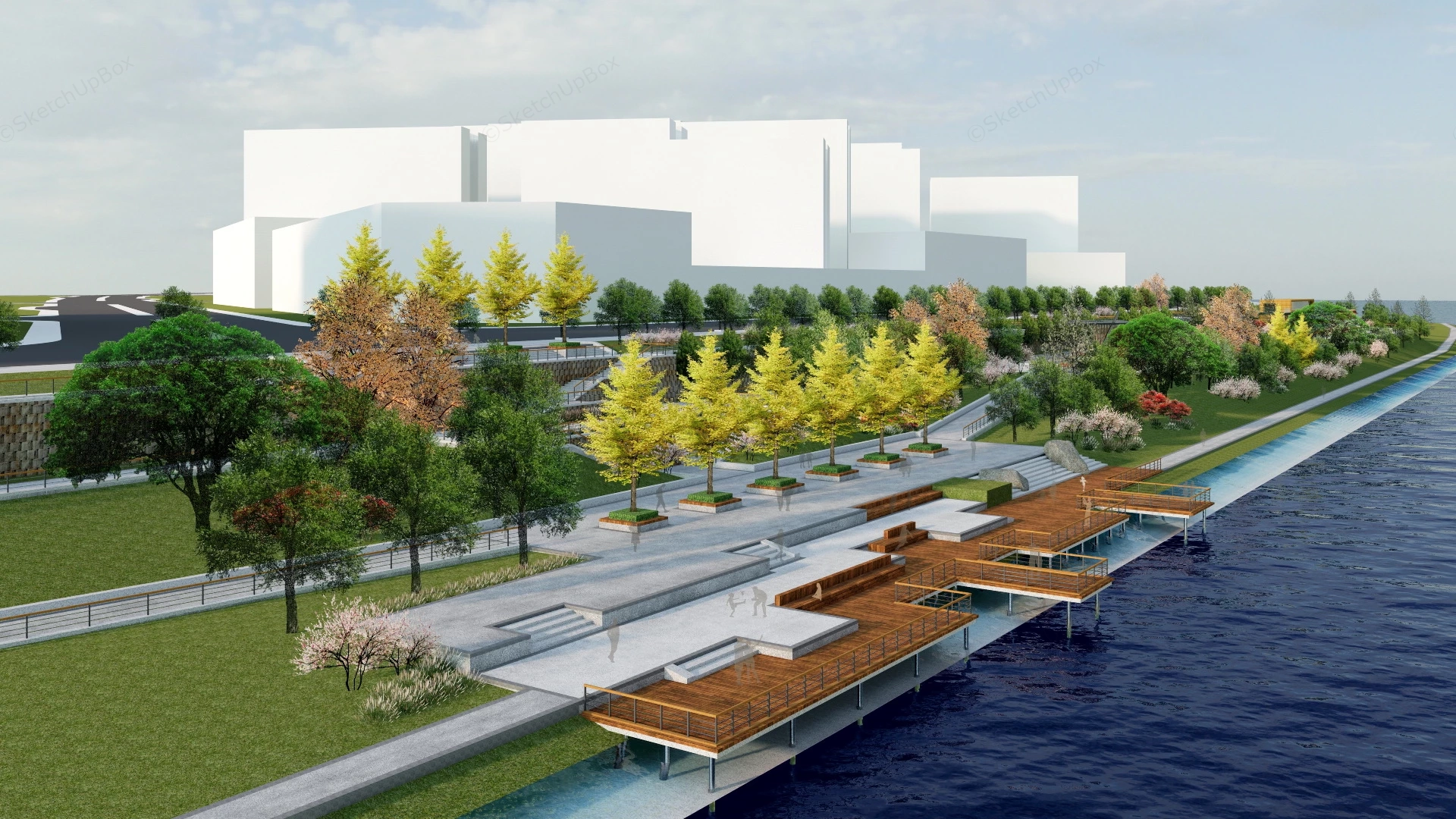 Coastal Park Landscape Design sketchup model preview - SketchupBox