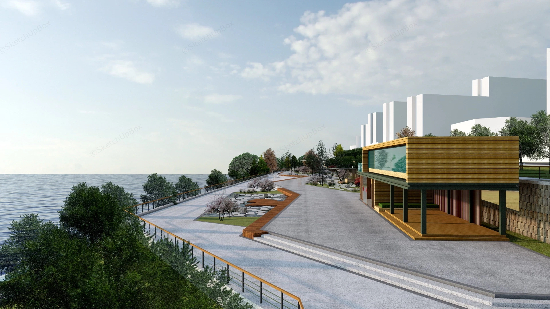 Coastal Park Landscape Design sketchup model preview - SketchupBox
