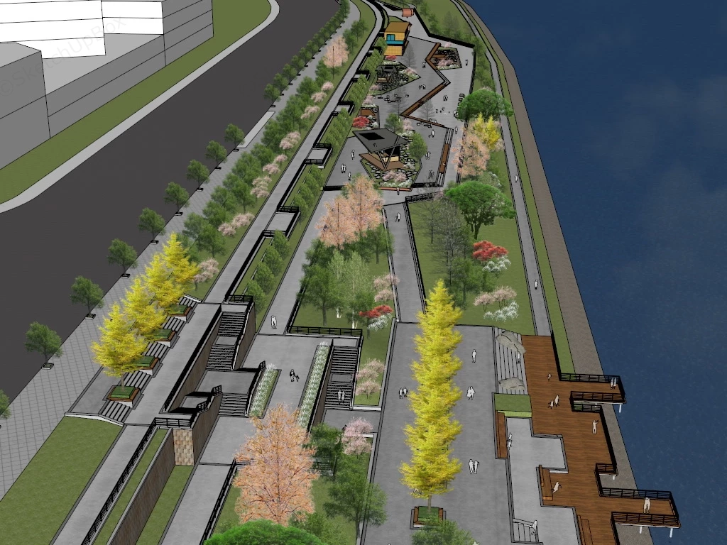 Coastal Park Landscape Design sketchup model preview - SketchupBox