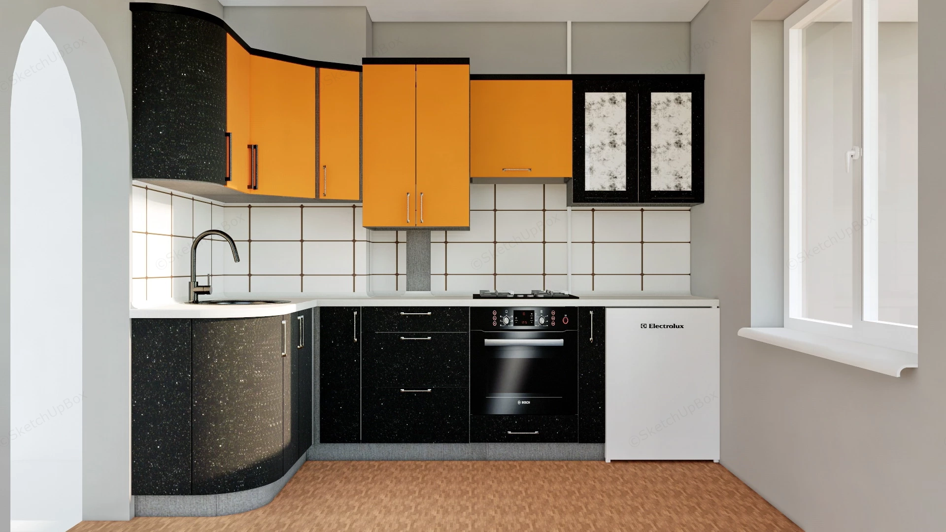 Black And Yellow Kitchen sketchup model preview - SketchupBox