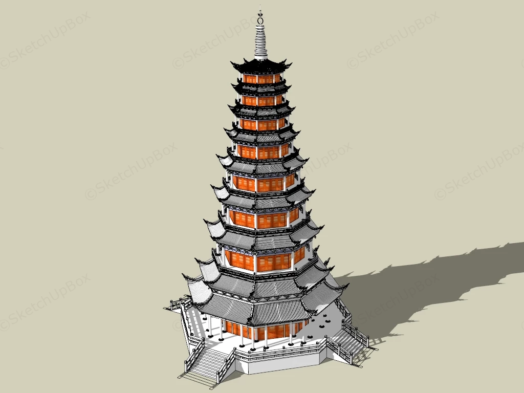 Chinese Buddhist Pagoda sketchup model preview - SketchupBox