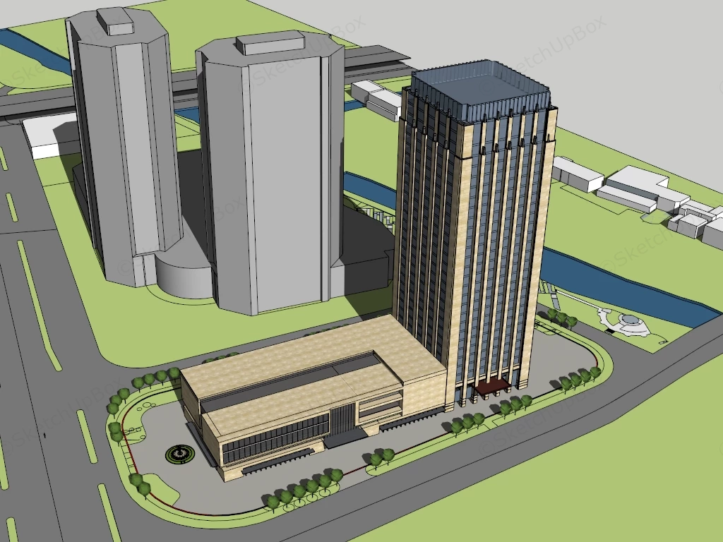 High Rise Office Building Architecture sketchup model preview - SketchupBox