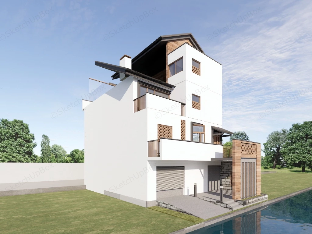 Modern Chinese Residential Architecture sketchup model preview - SketchupBox