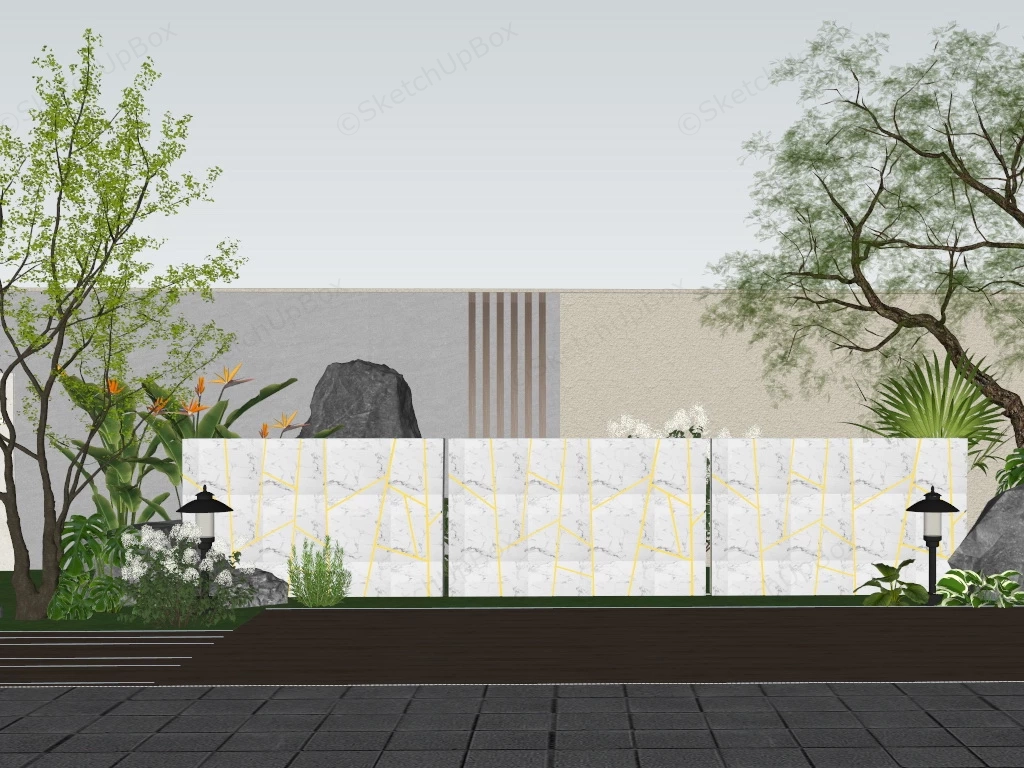 Outdoor Patio Feature Wall sketchup model preview - SketchupBox