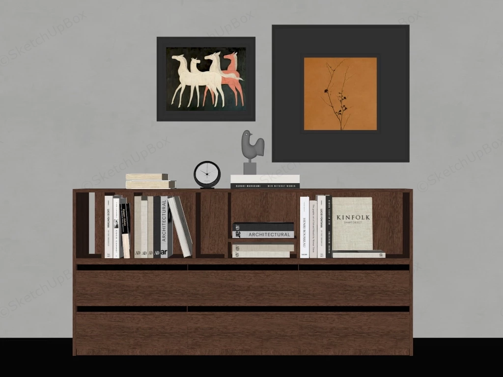 Minimalist Bookcase With Drawers sketchup model preview - SketchupBox