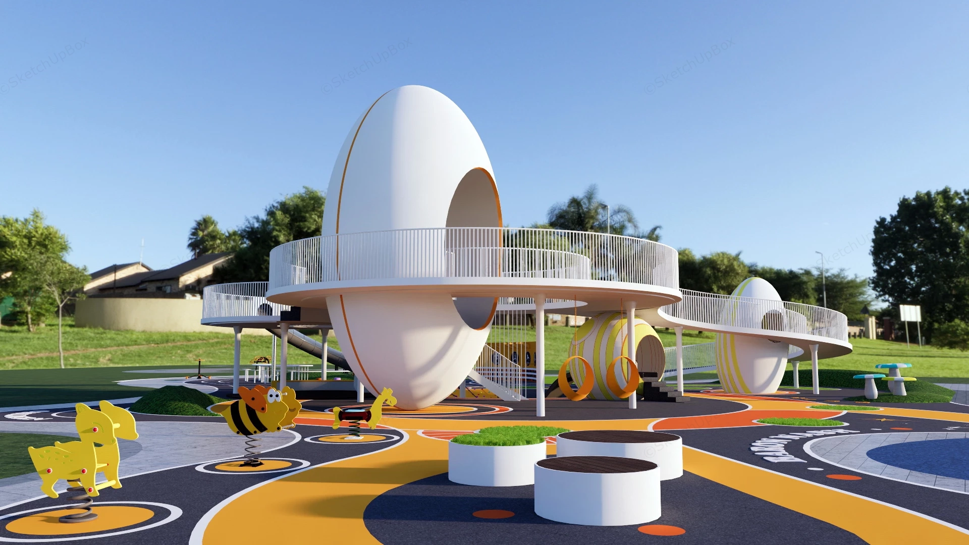 Kids Playground Design sketchup model preview - SketchupBox