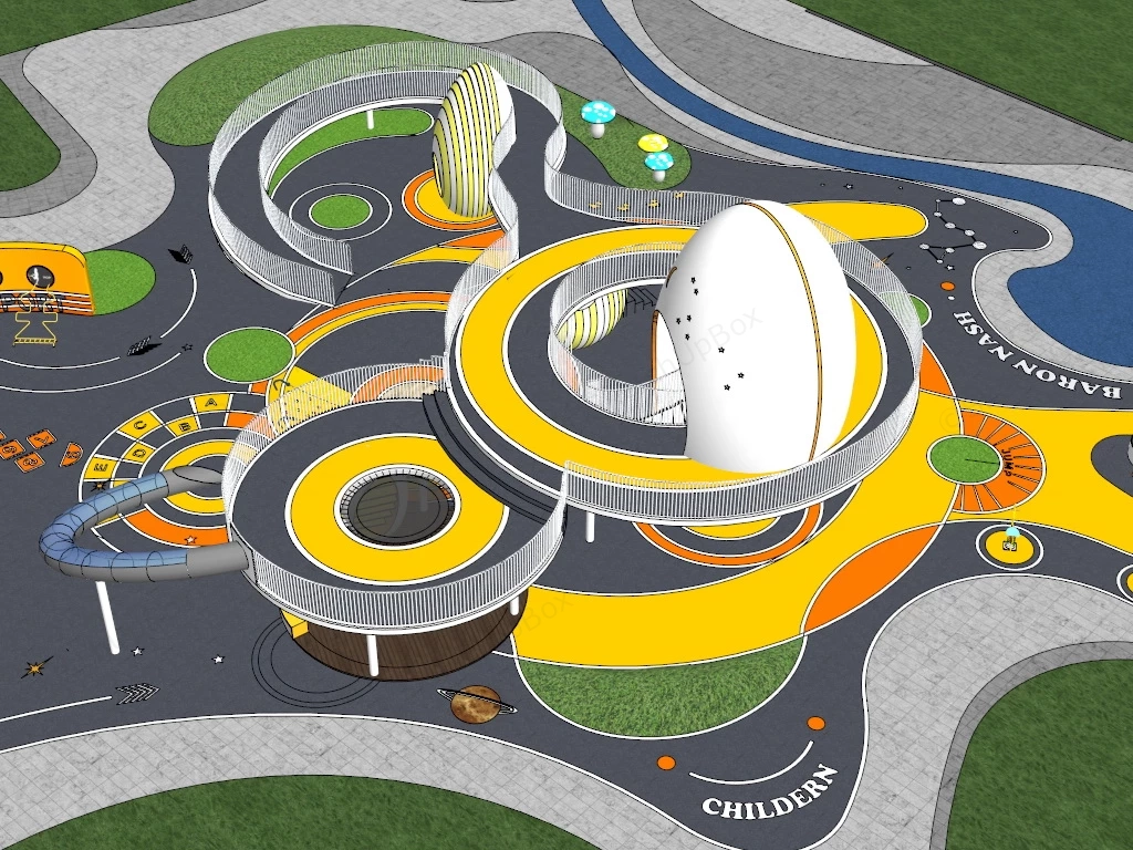 Kids Playground Design sketchup model preview - SketchupBox