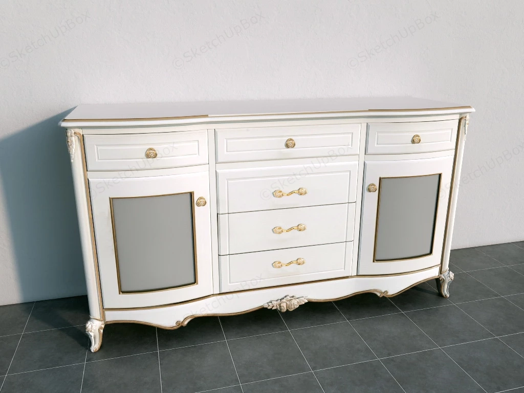 White Dresser With Doors sketchup model preview - SketchupBox
