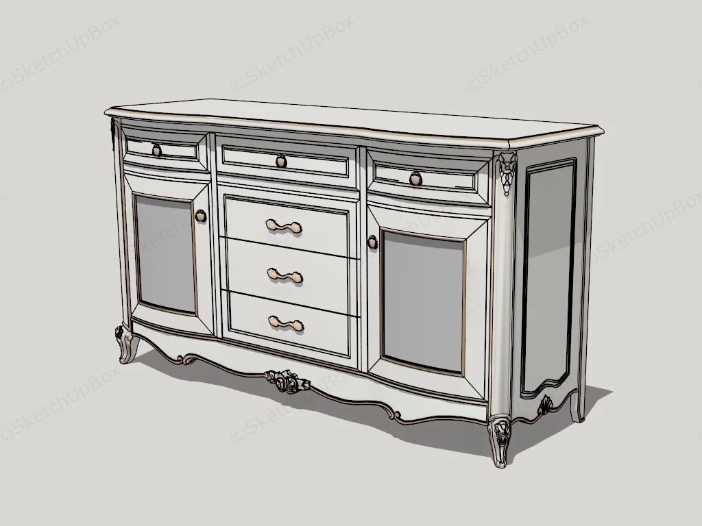 White Dresser With Doors sketchup model preview - SketchupBox