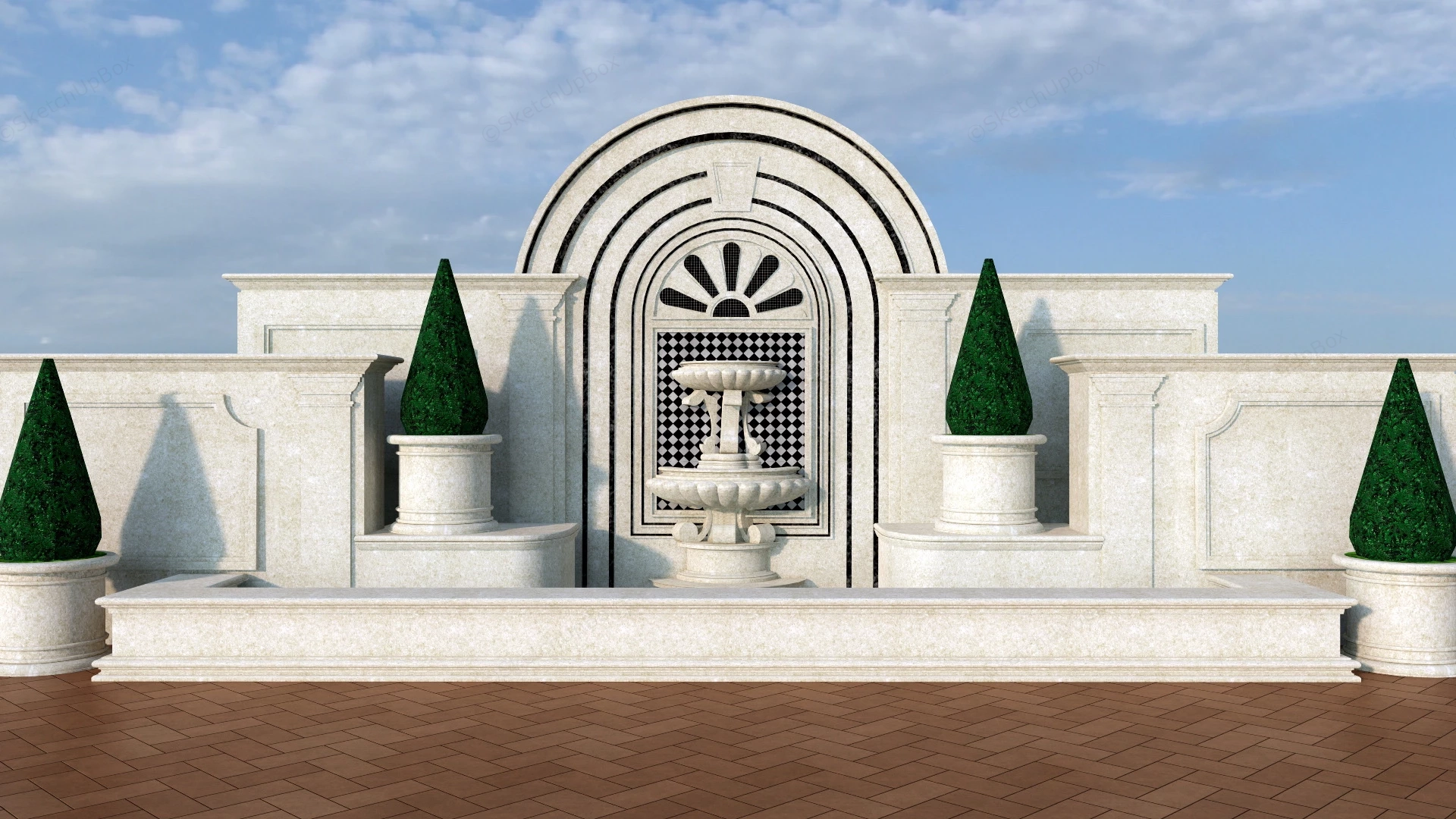 Large Outdoor Wall Fountain sketchup model preview - SketchupBox