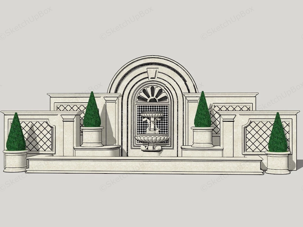 Large Outdoor Wall Fountain sketchup model preview - SketchupBox