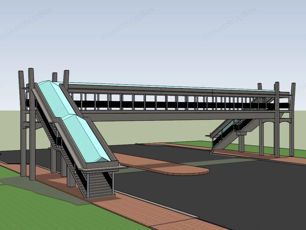 Pedestrian Overpass Bridge sketchup model preview - SketchupBox