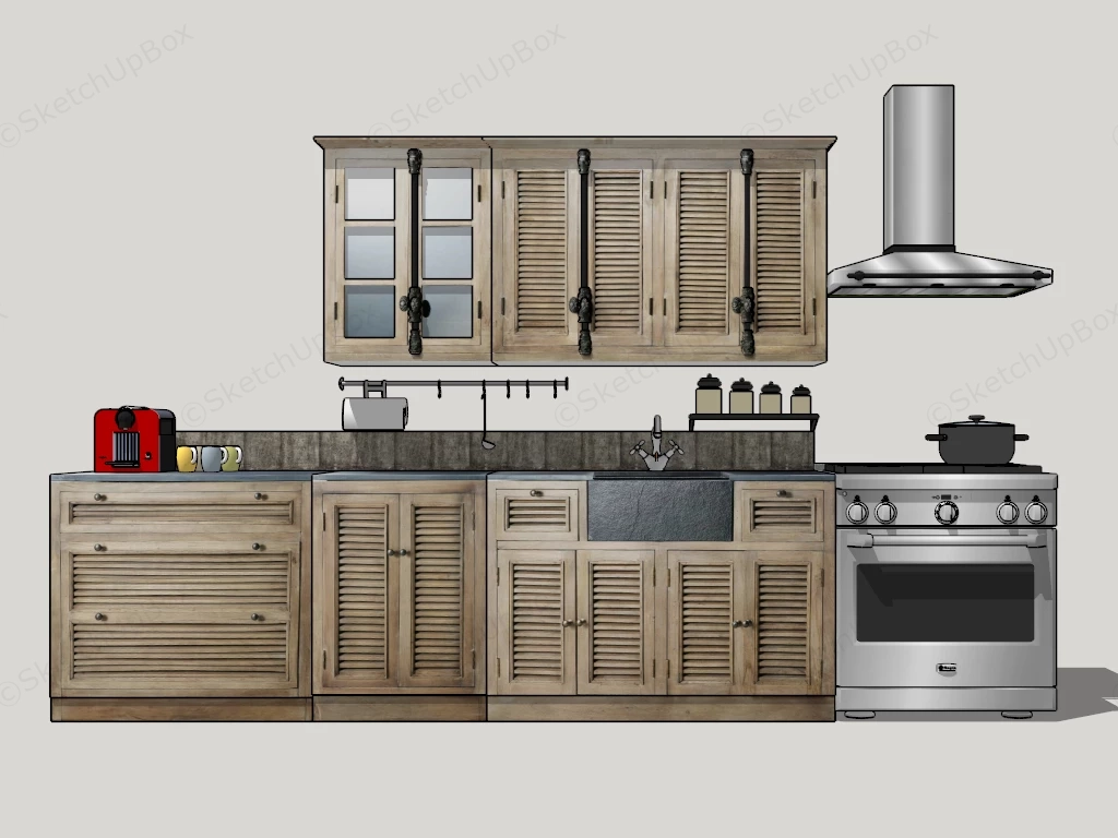 Shutter Door Kitchen Cabinets sketchup model preview - SketchupBox
