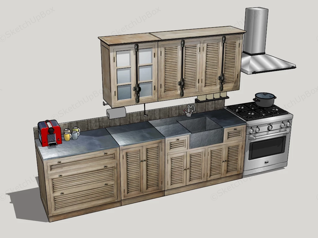 Shutter Door Kitchen Cabinets sketchup model preview - SketchupBox