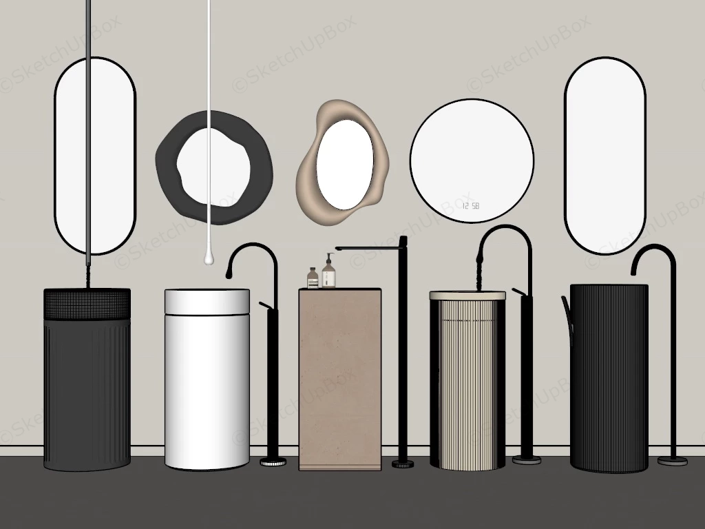 Pedestal Wash Basin Designs sketchup model preview - SketchupBox