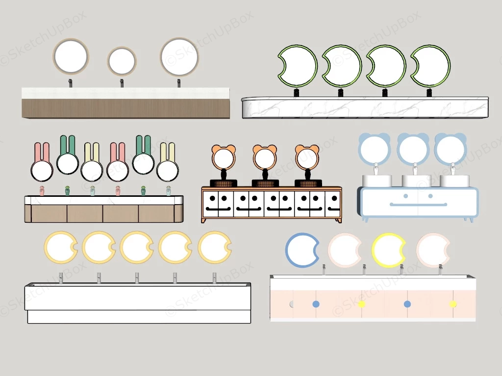 Kindergarten Wash Basins sketchup model preview - SketchupBox
