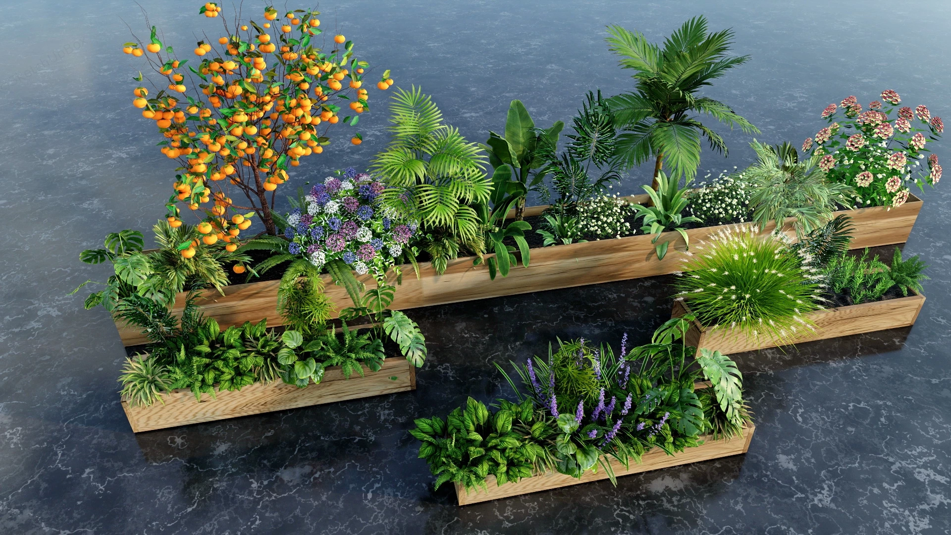 Wood Raised Garden Beds sketchup model preview - SketchupBox