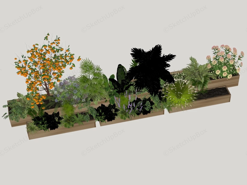 Wood Raised Garden Beds sketchup model preview - SketchupBox