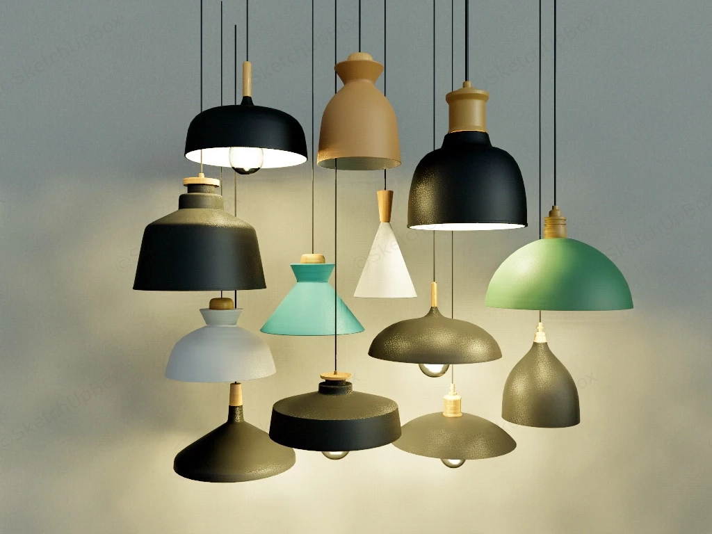 Modern Industrial Pendant Lights sketchup model preview - SketchupBox